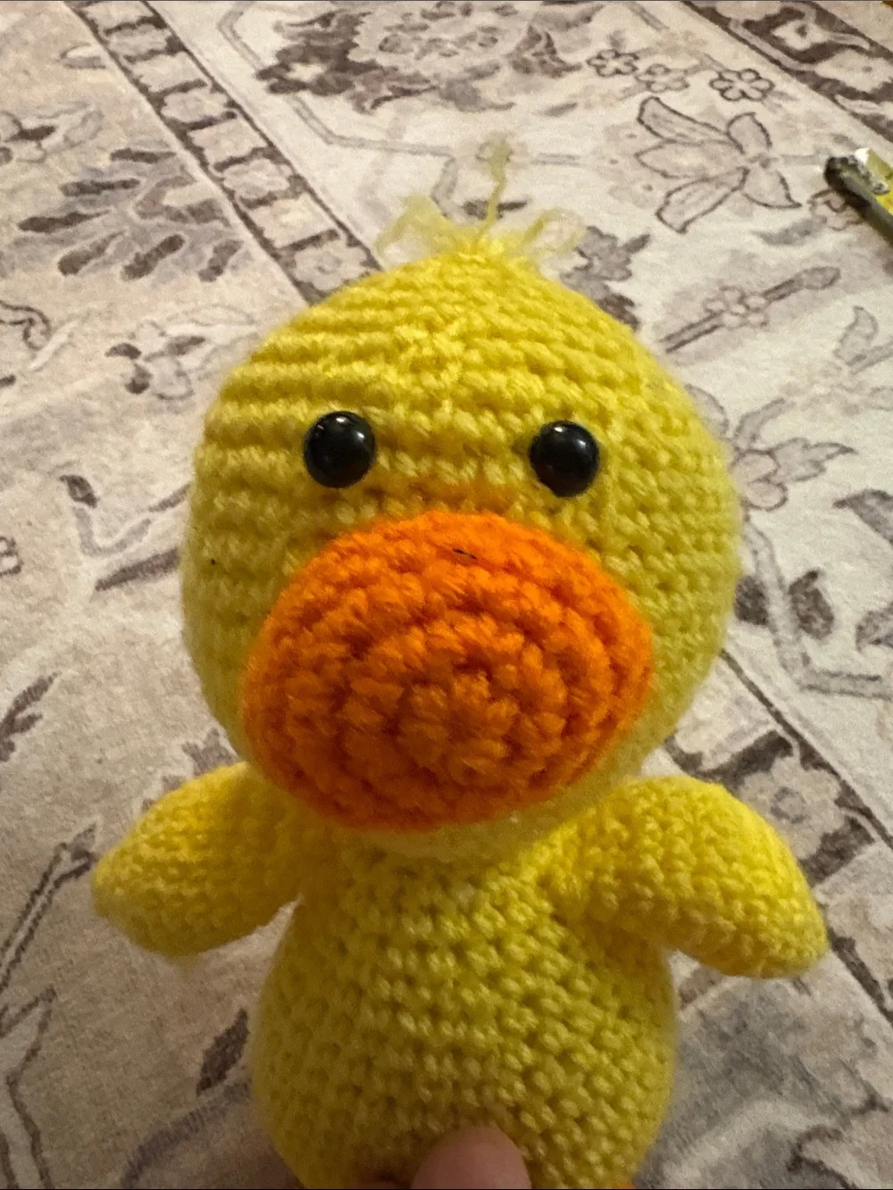 Handmade Yellow & Orange Crochet Duck Plush Bird Toy